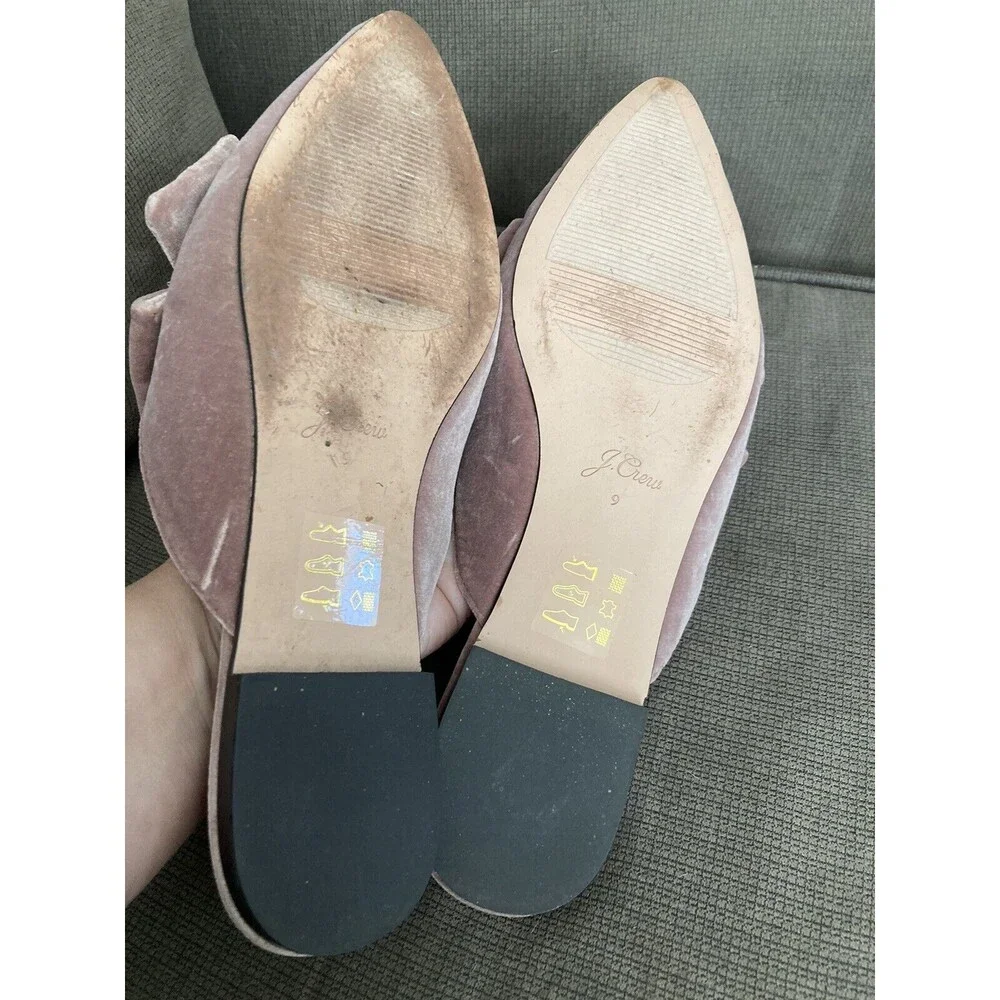 Blush Velvet Bow Pointed-Toe Slip-On Flats